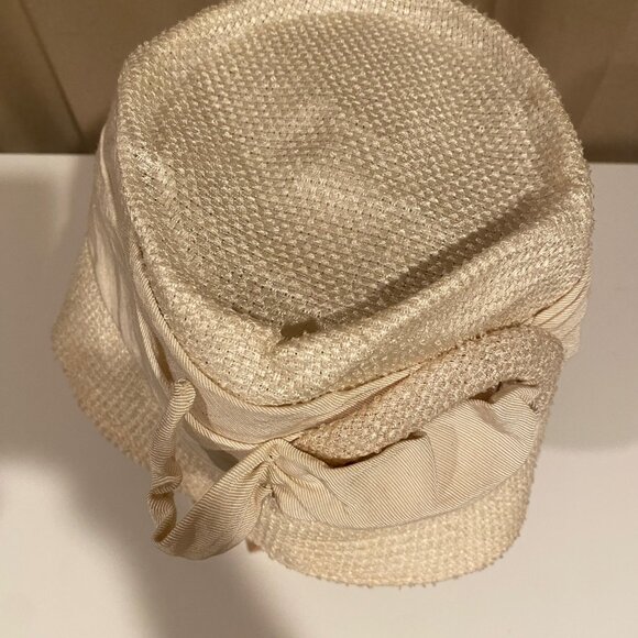 Vintage White Cream Summer‎ Bucket Hat Belted Style Elegant Retro Chic